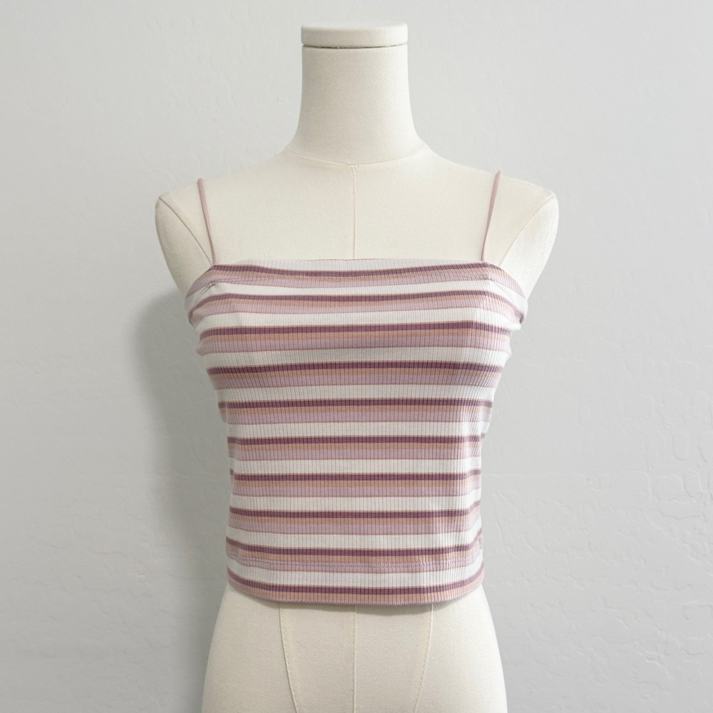 American Eagle Stretch Pastel Striped Crop Top